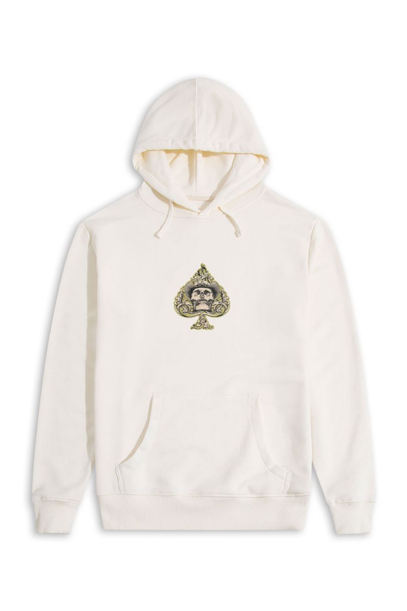 Ecru Premium Cotton Skull Design Pullover Hoodie
