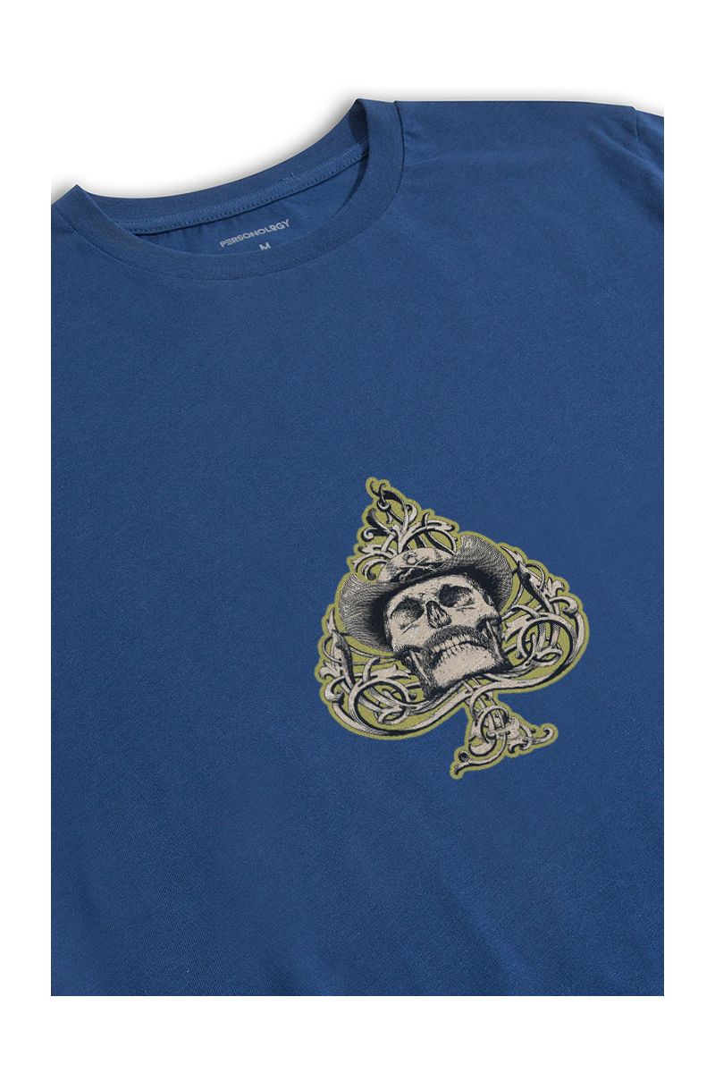 Navy Soft Fabric Skull Design Short Sleeve Tee