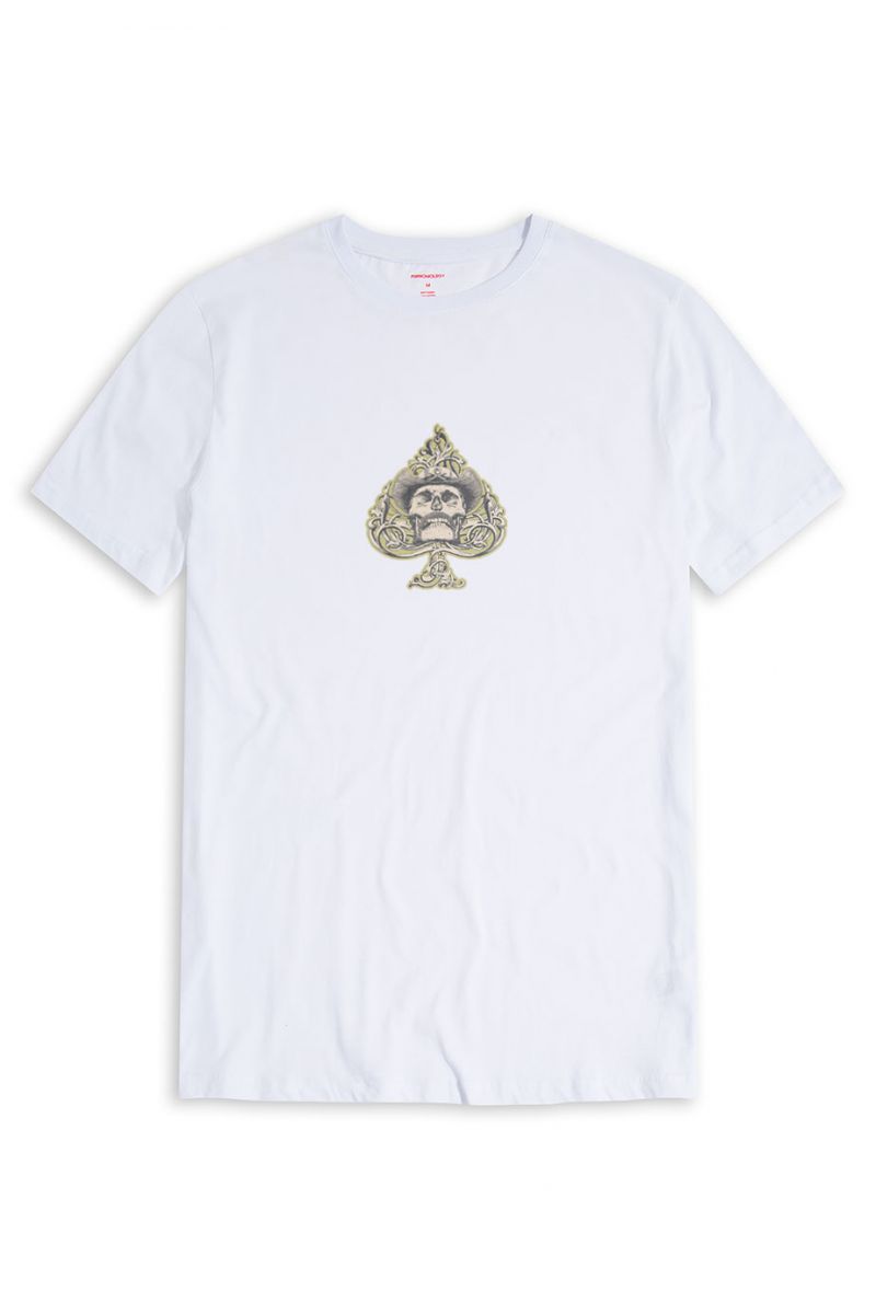 White Soft Fabric Skull Design Short Sleeve Tee