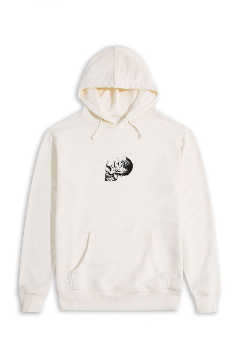 Ecru Premium Cotton Skull Design Pullover Hoodie