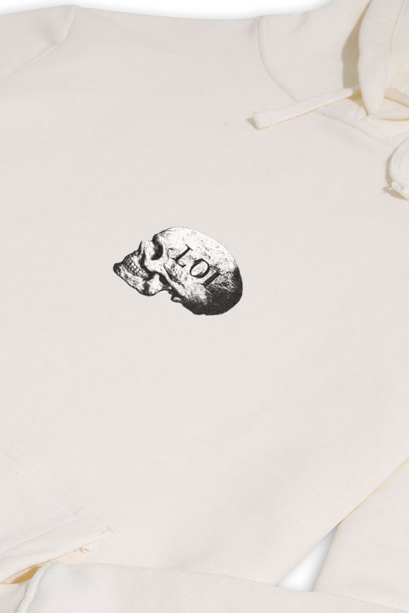 Ecru Premium Cotton Skull Design Pullover Hoodie