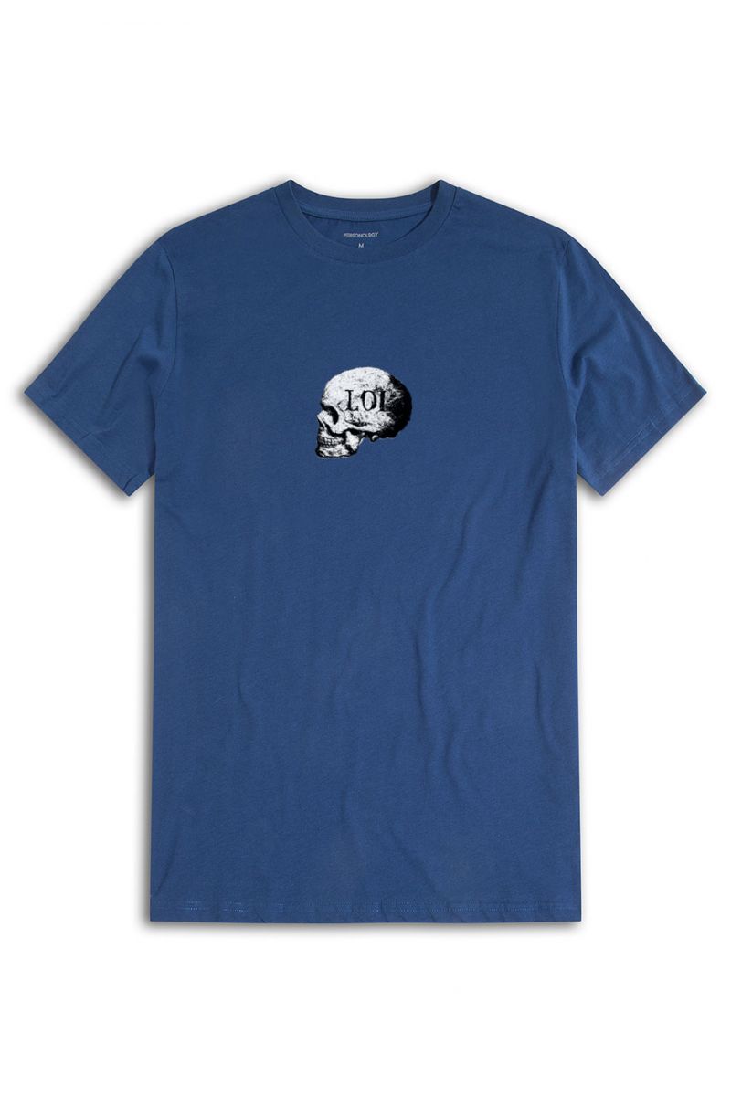 Navy Soft Fabric Skull Design Short Sleeve Tee