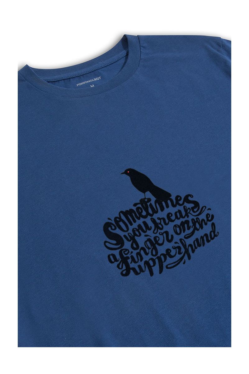 Navy Soft Fabric Bird Design Short Sleeve Tee