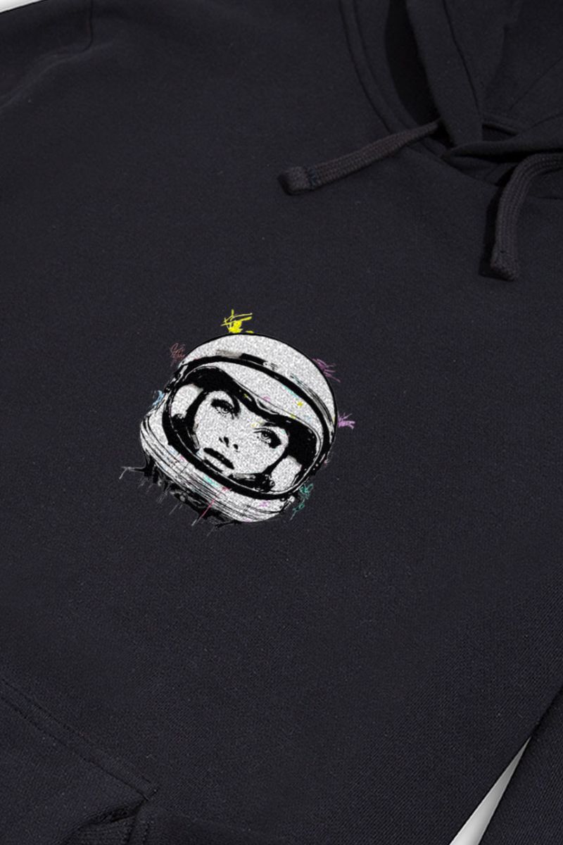 Black Premium Cotton Space Design Pullover Hoodie