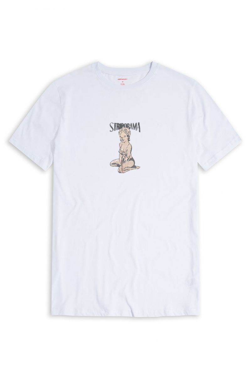 White Soft Fabric Striporama Design Short Sleeve Tee