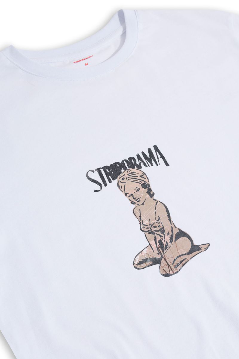 White Soft Fabric Striporama Design Short Sleeve Tee