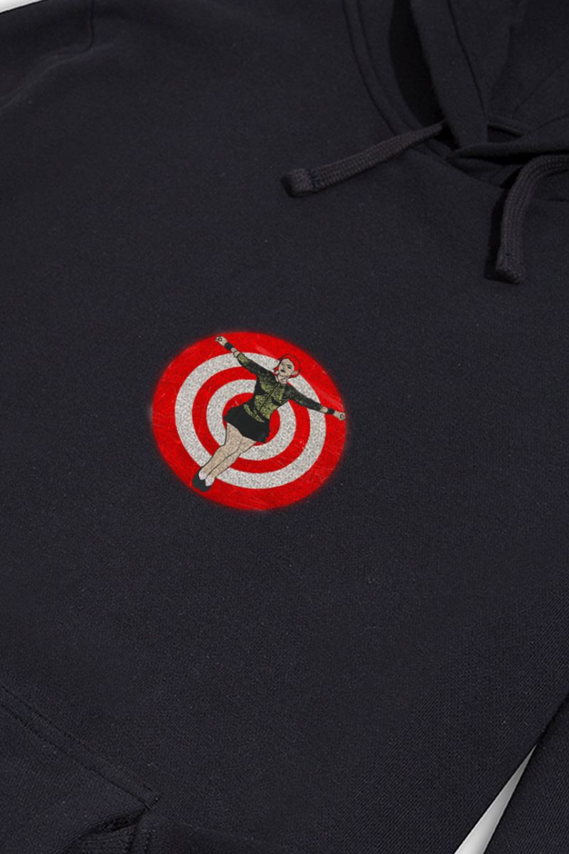 Black Premium Cotton Target Design Pullover Hoodie