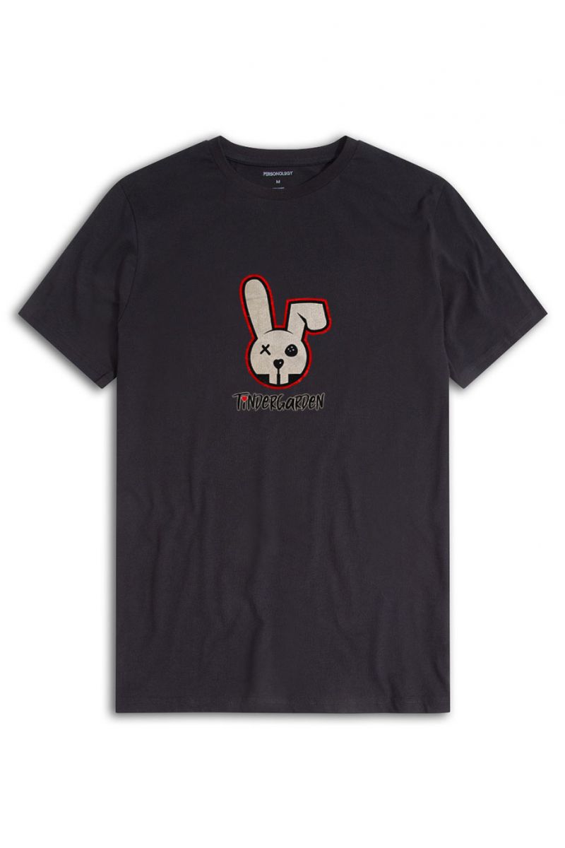 Black Soft Fabric Tindergarden Design Short Sleeve Tee