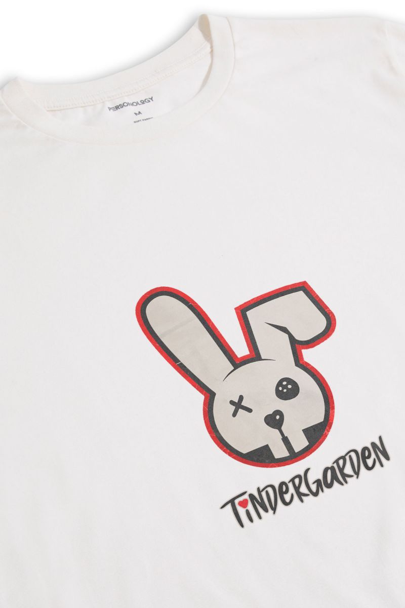Off White Soft Fabric Tindergarden Design Short Sleeve Tee