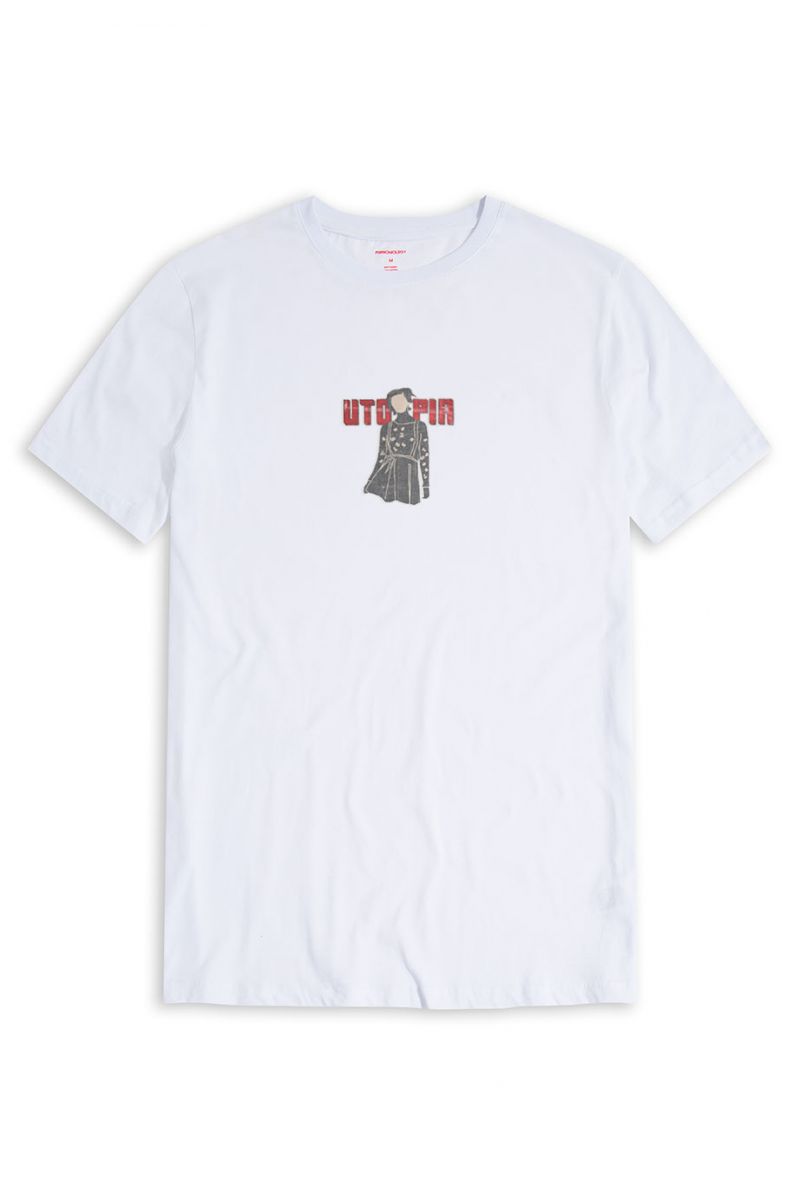 White Soft Fabric Utopia Design Short Sleeve Tee