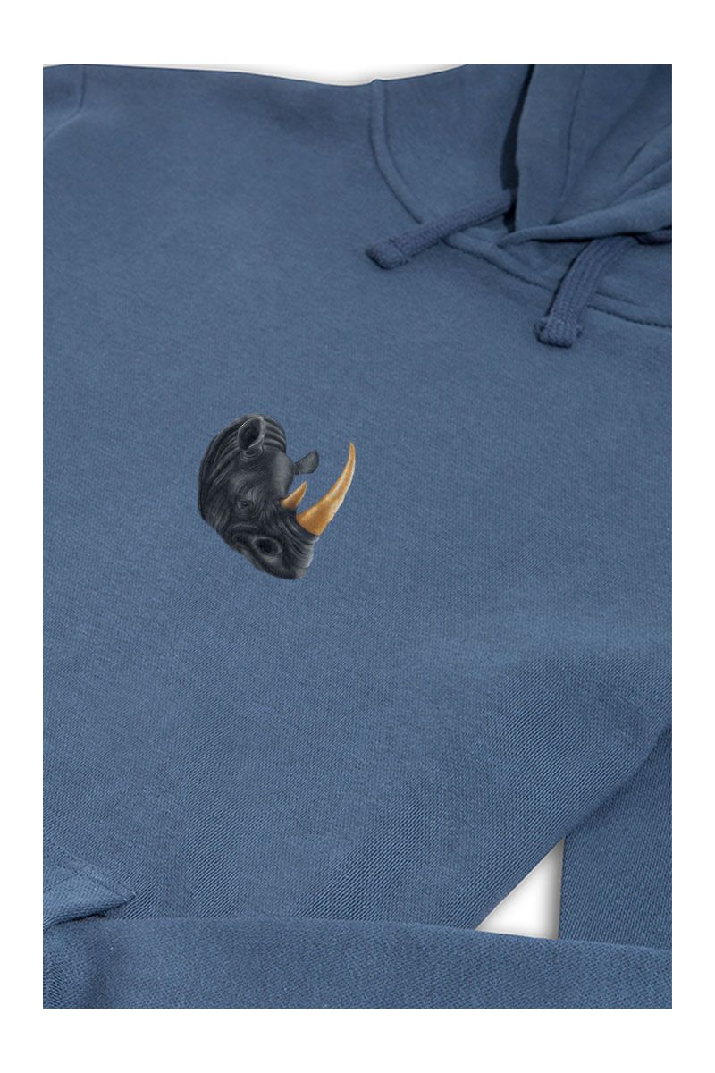 Navy Premium Cotton Personologist Rhino  Design Pullover Hoodie