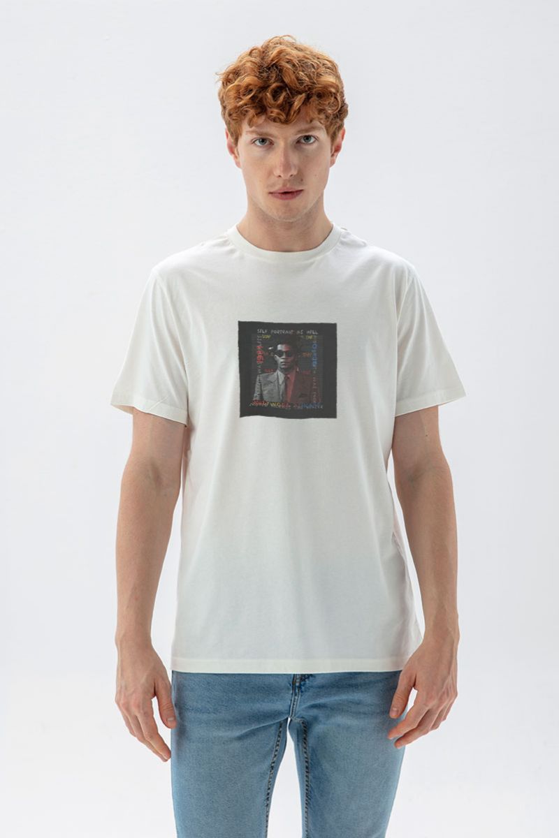 Off White Soft Fabric 1985 Hollywood Africans Design Short Sleeve Tee