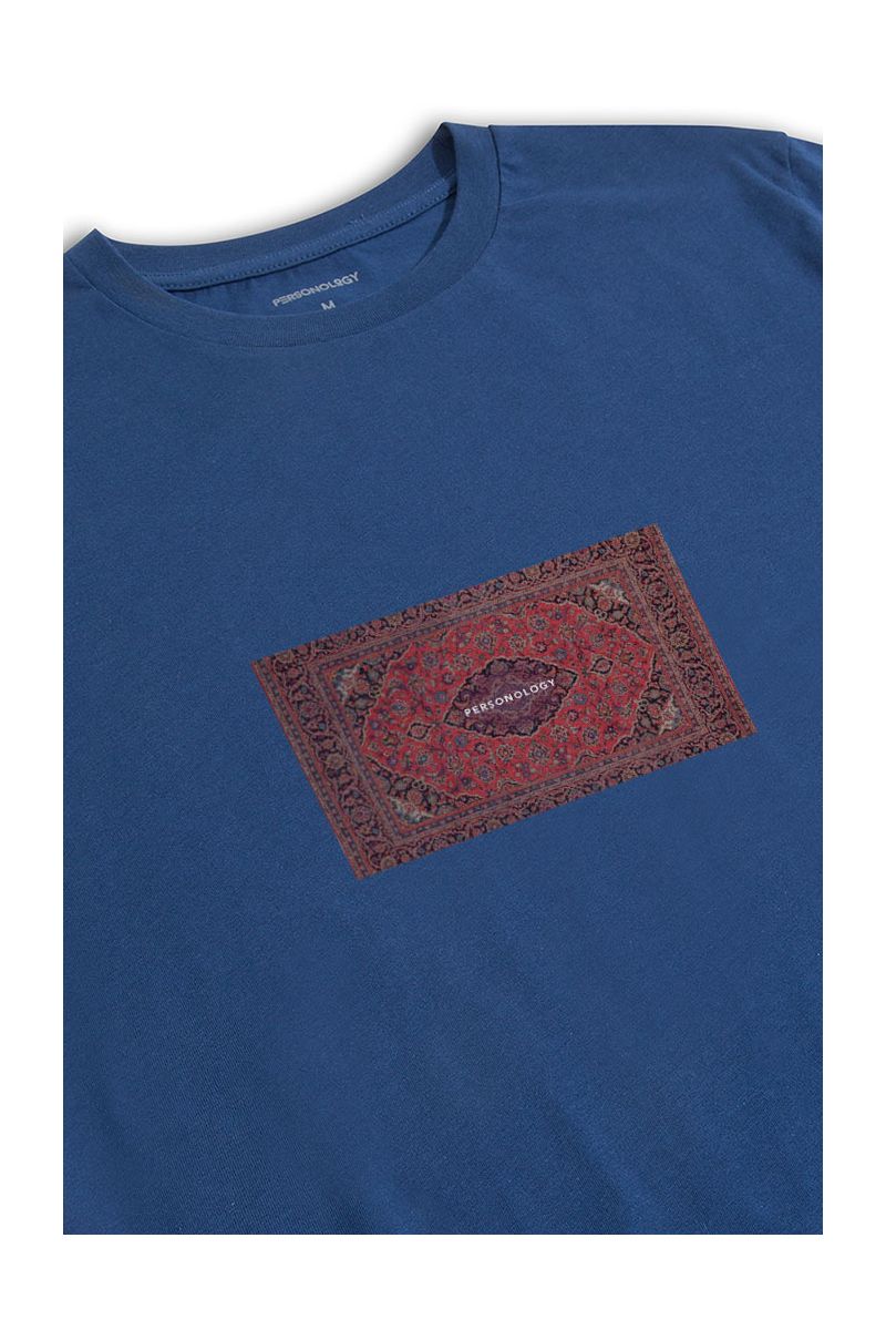 Navy Soft Fabric Personology Rug Design Short Sleeve Tee