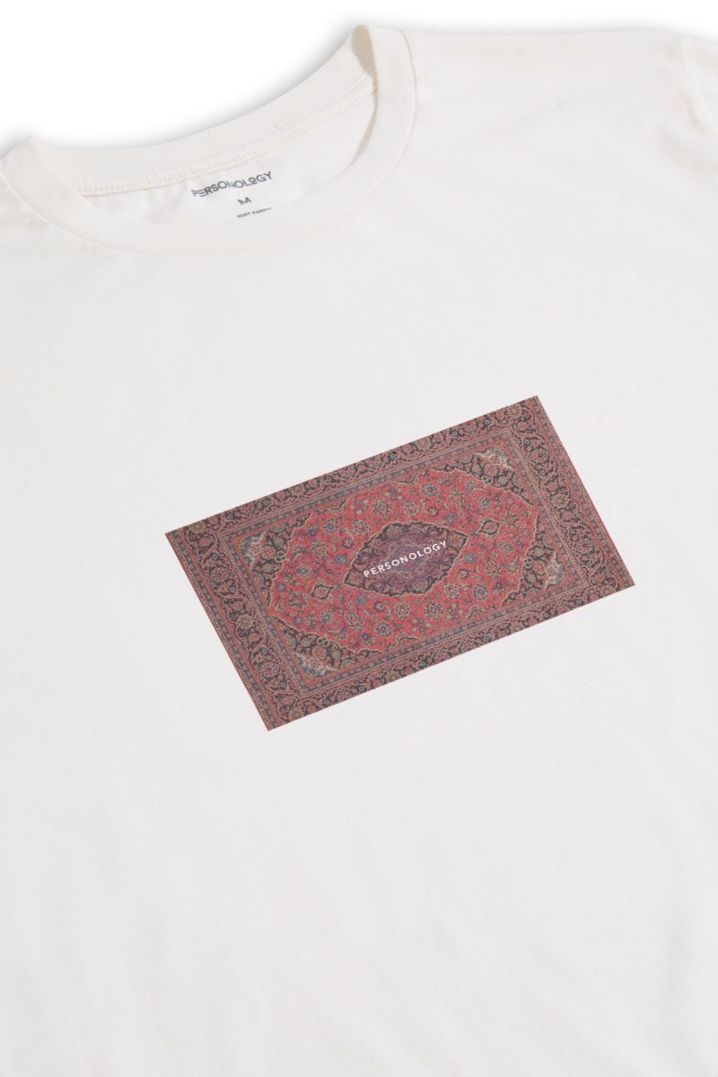 Off White Soft Fabric Personology Rug Design Short Sleeve Tee