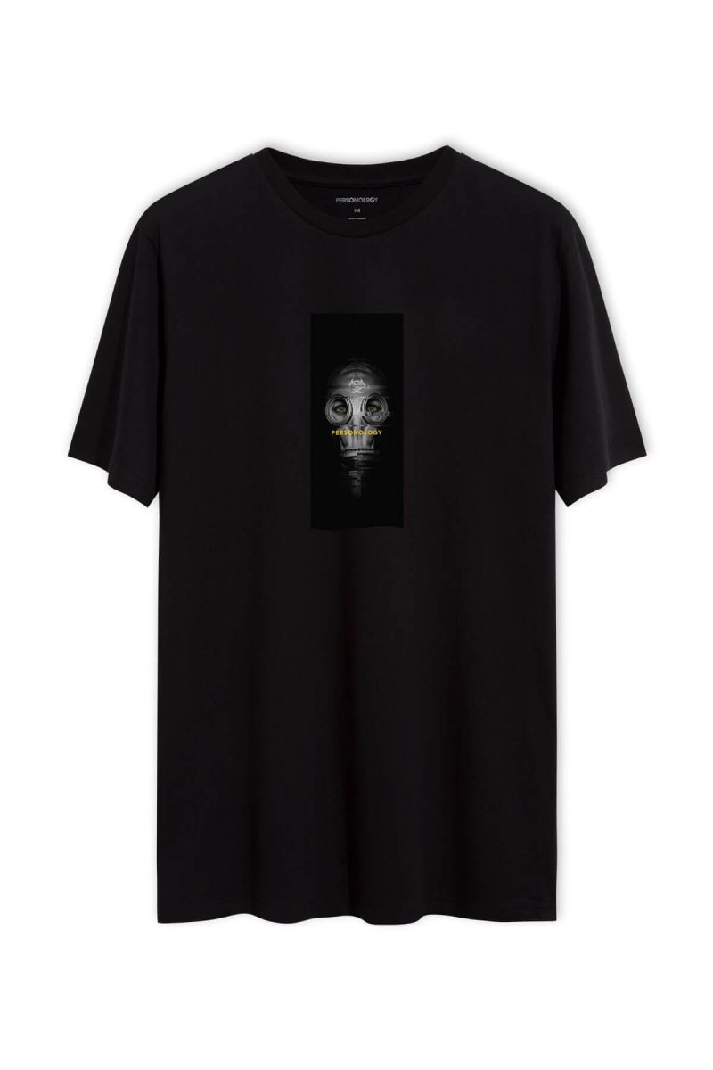 Black Soft Fabric Personologist Wear Mask Design Short Sleeve Tee