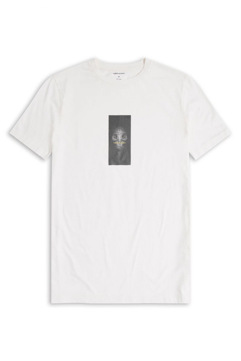 Off White Soft Fabric Personologist Wear Mask Design Short Sleeve Tee