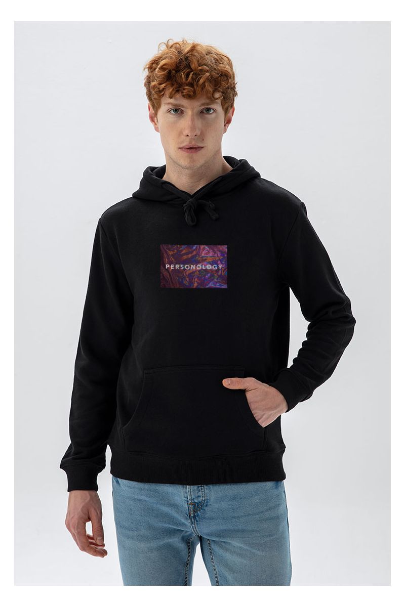 Black Premium Cotton Glare Design Pullover Hoodie