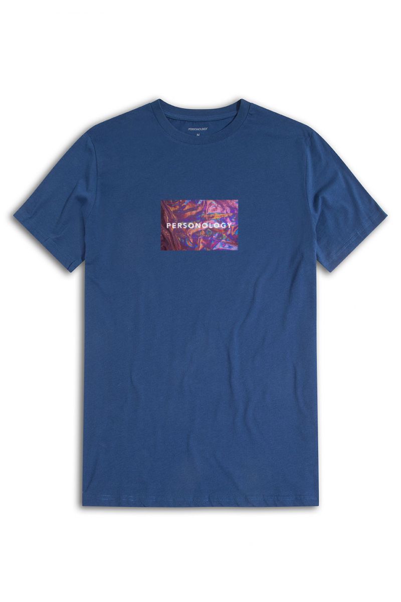 Navy Soft Fabric Glare Design Short Sleeve Tee