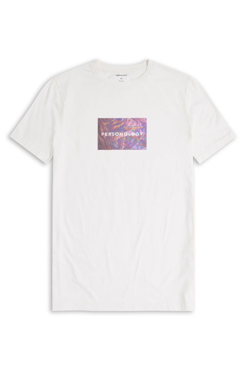 Off White Soft Fabric Glare Design Short Sleeve Tee