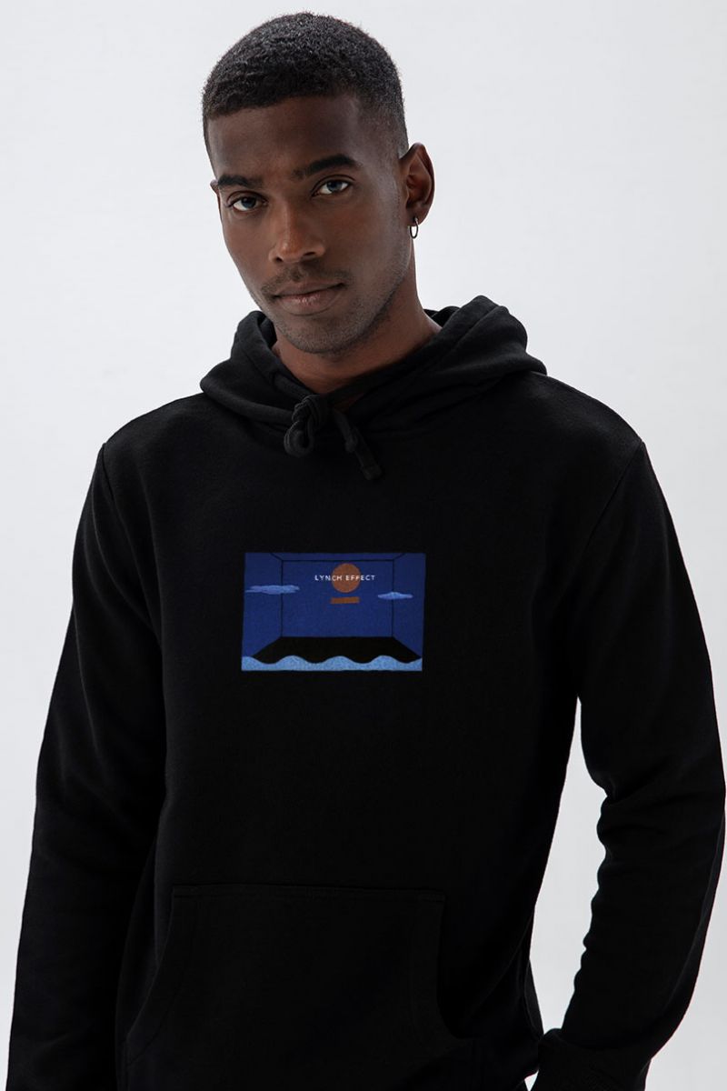 Black Premium Cotton Lynch Effect Design Pullover Hoodie