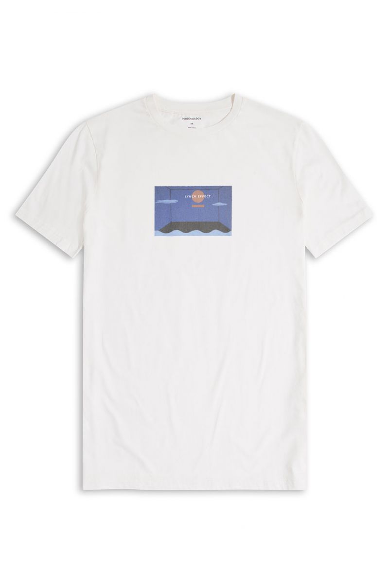 Off White Soft Fabric Lynch Effect Design Short Sleeve Tee