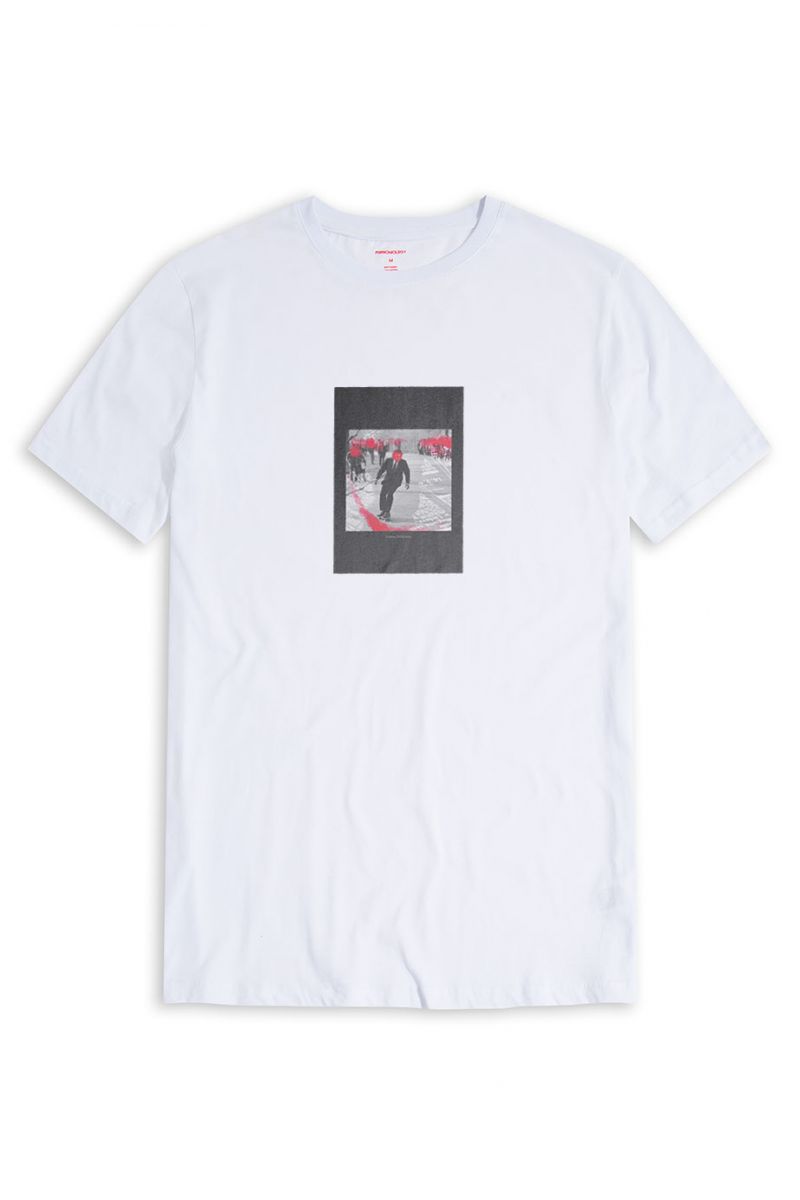 White Soft Fabric Red Smiley Design Short Sleeve Tee