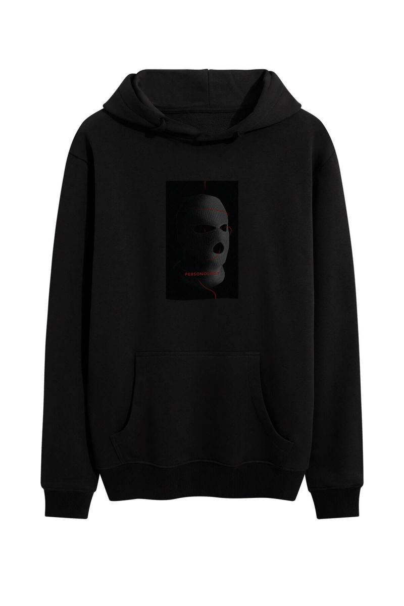 Black Premium Cotton Personologist is a Thug Design Pullover Hoodie