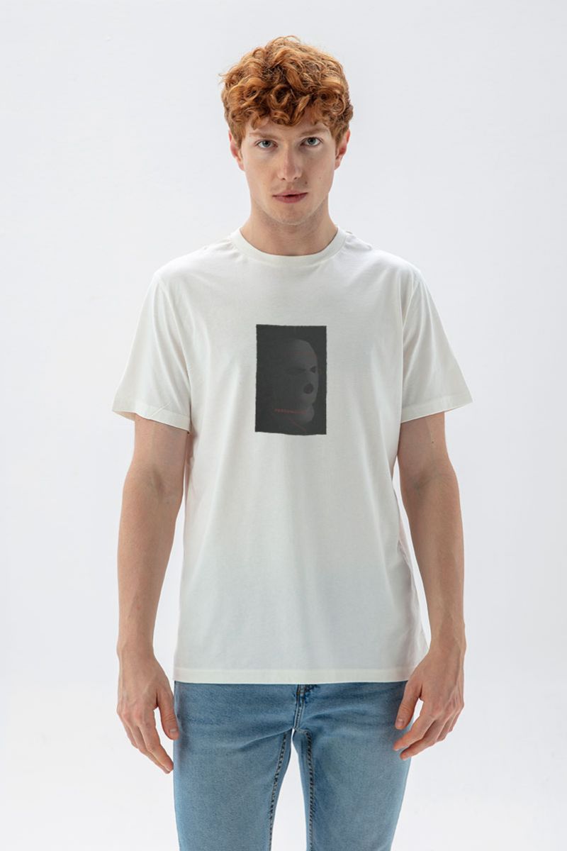 Off White Soft Fabric Personologist is a Thug Design Short Sleeve Tee