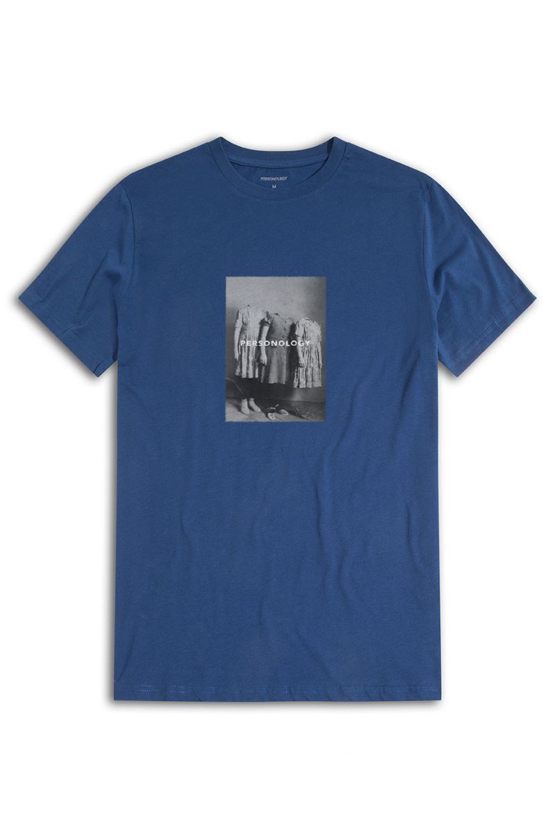 Navy Soft Fabric Void Design Short Sleeve Tee