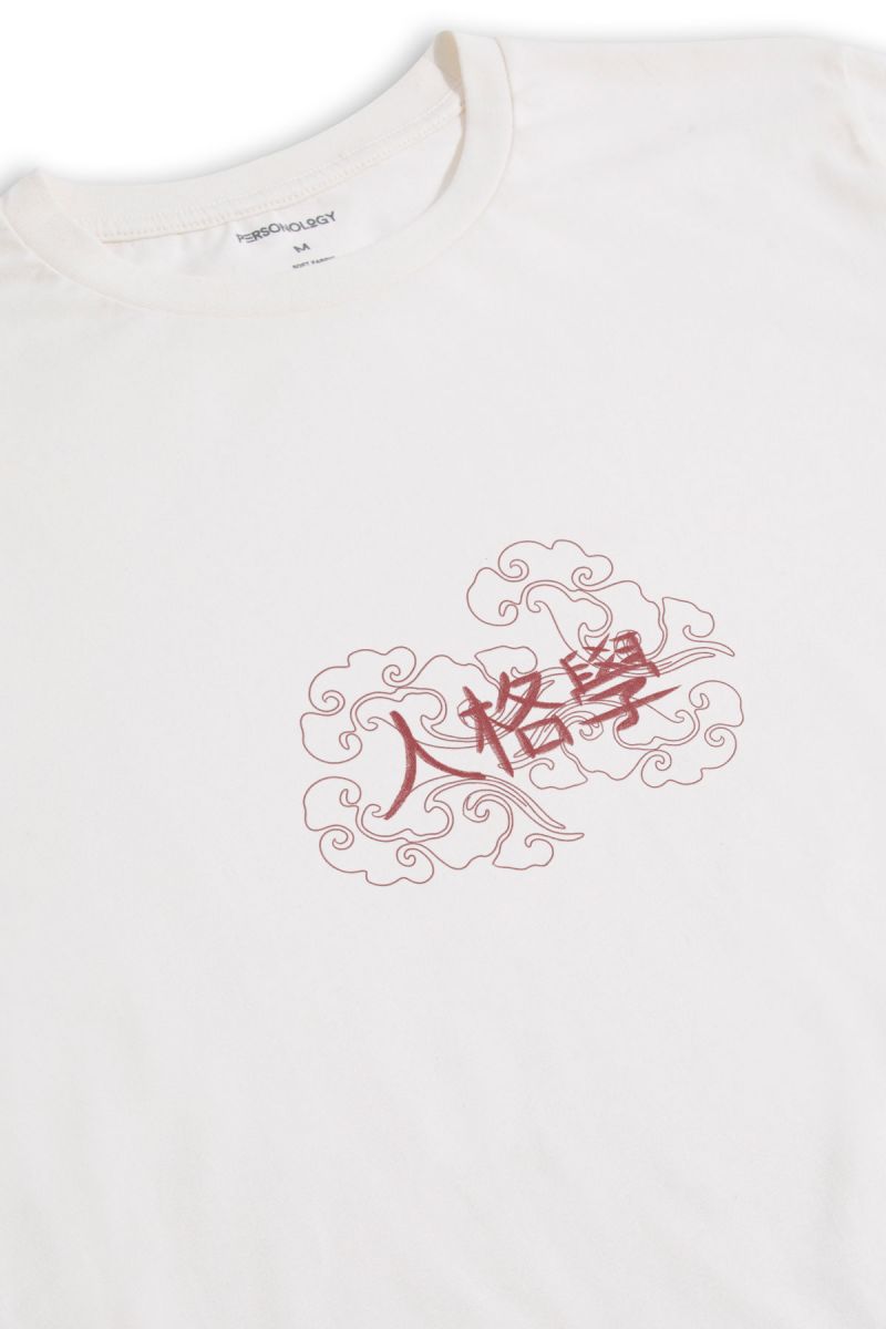 Off White Soft Fabric Personology in Chinese Design Short Sleeve Tee