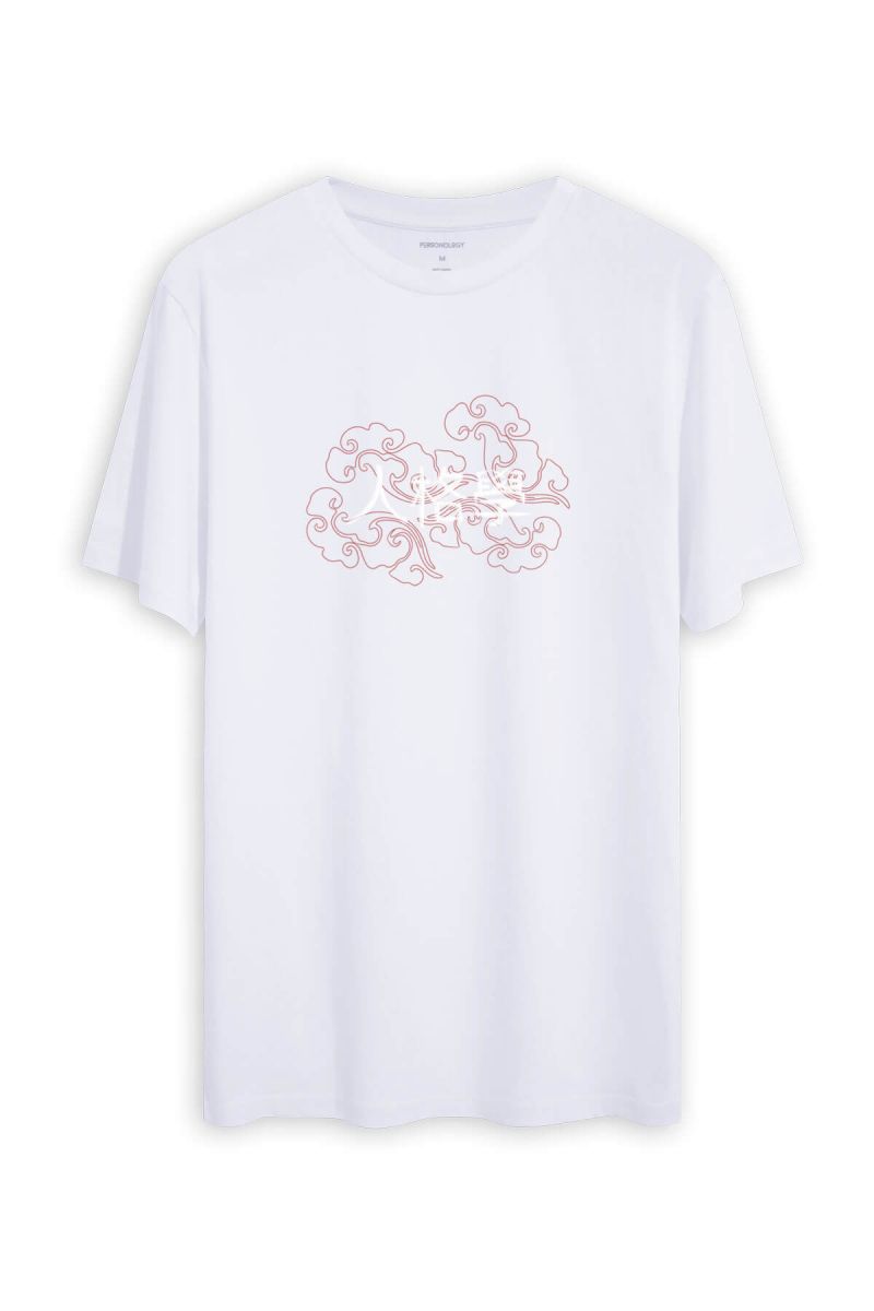 White Soft Fabric Personology in Chinese Design Short Sleeve Tee