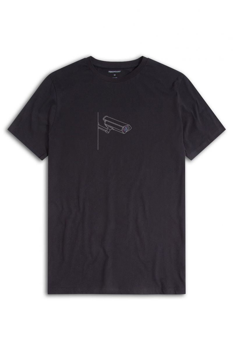 Black Soft Fabric Cam Watch Personologists Design Short Sleeve Tee