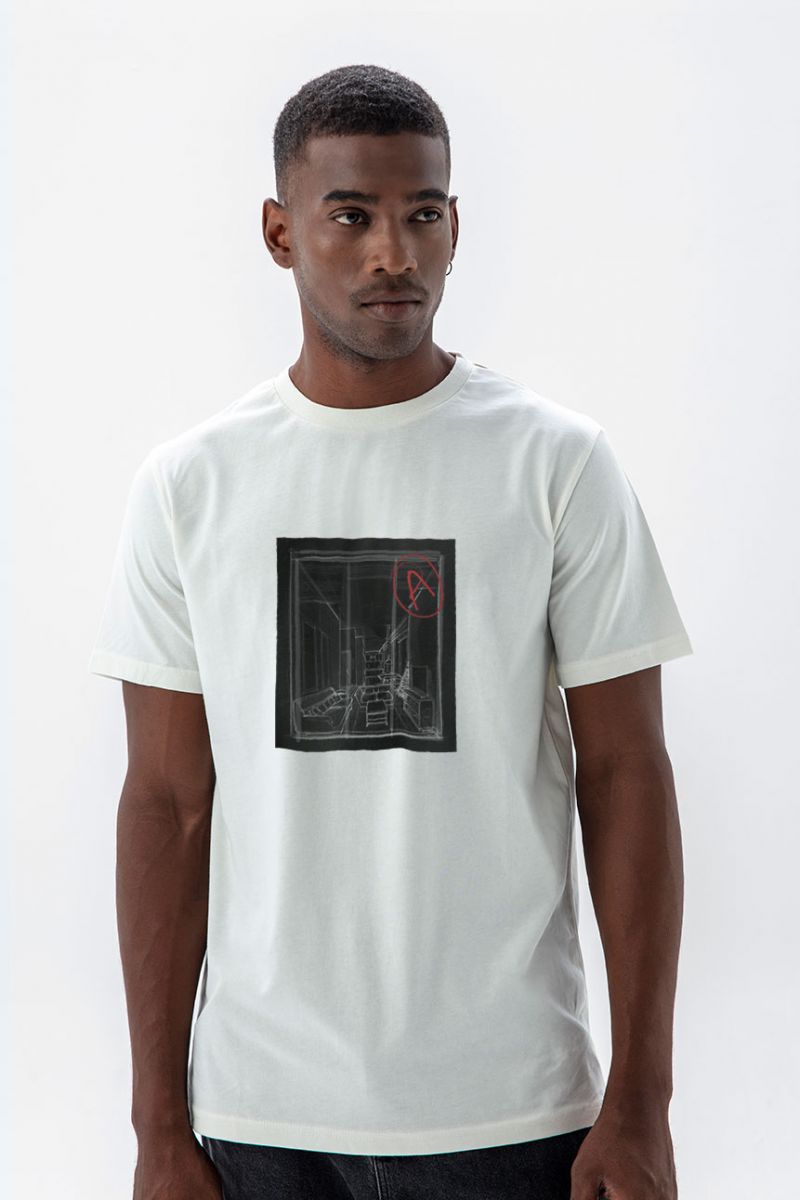 Off White Soft Fabric Homework of Arcihtect Personologist Design Short Sleeve Tee