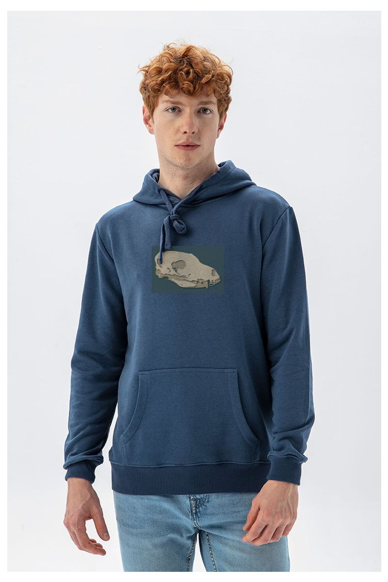 Navy Premium Cotton Head of Dinosaur Design Pullover Hoodie