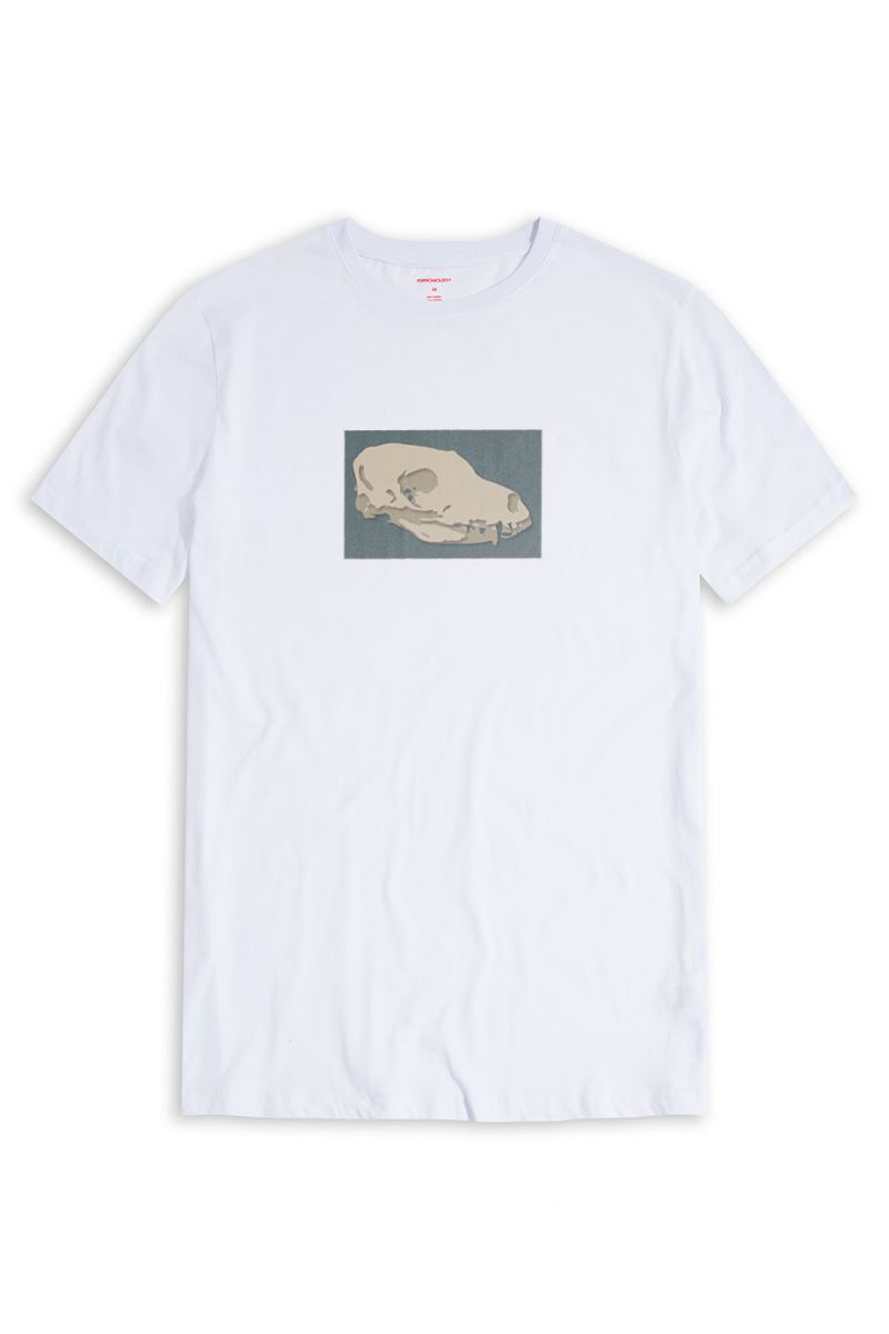 White Soft Fabric Head of Dinosaur Design Short Sleeve Tee