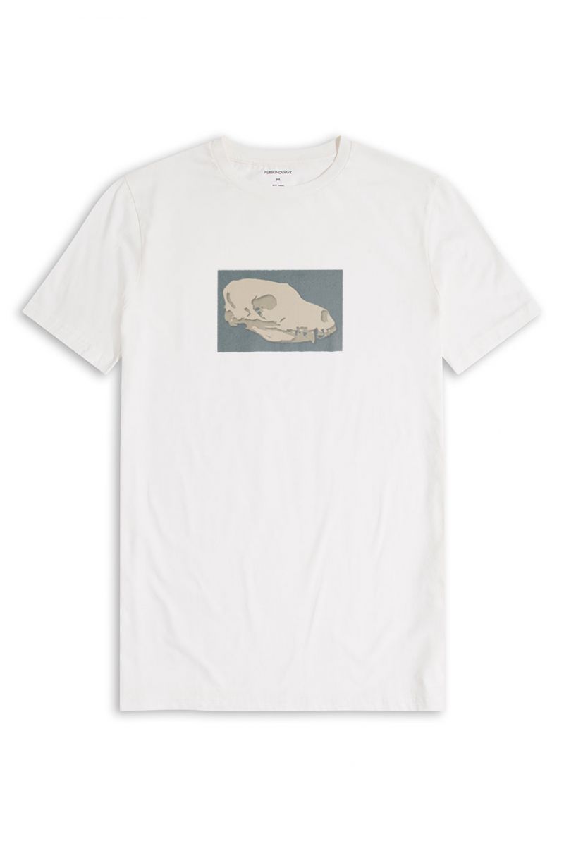Off White Soft Fabric Head of Dinosaur Design Short Sleeve Tee