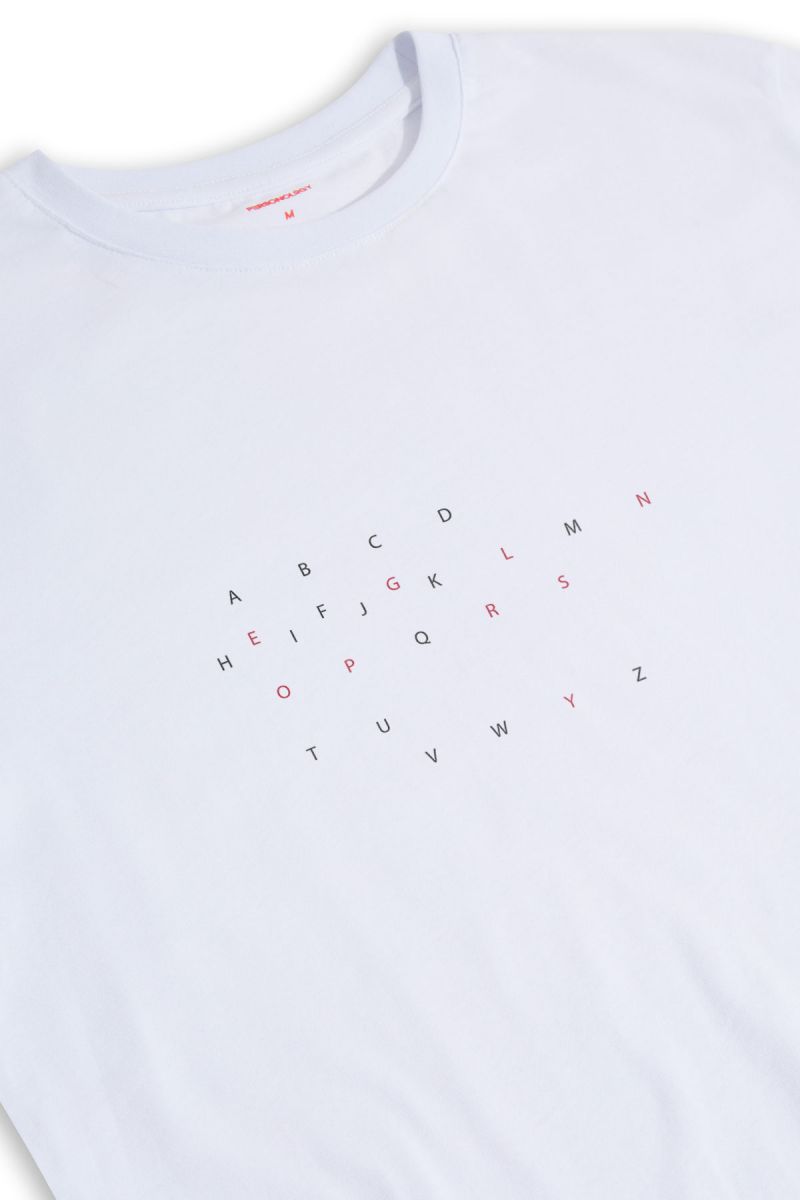 White Soft Fabric Alphabet Design Short Sleeve Tee