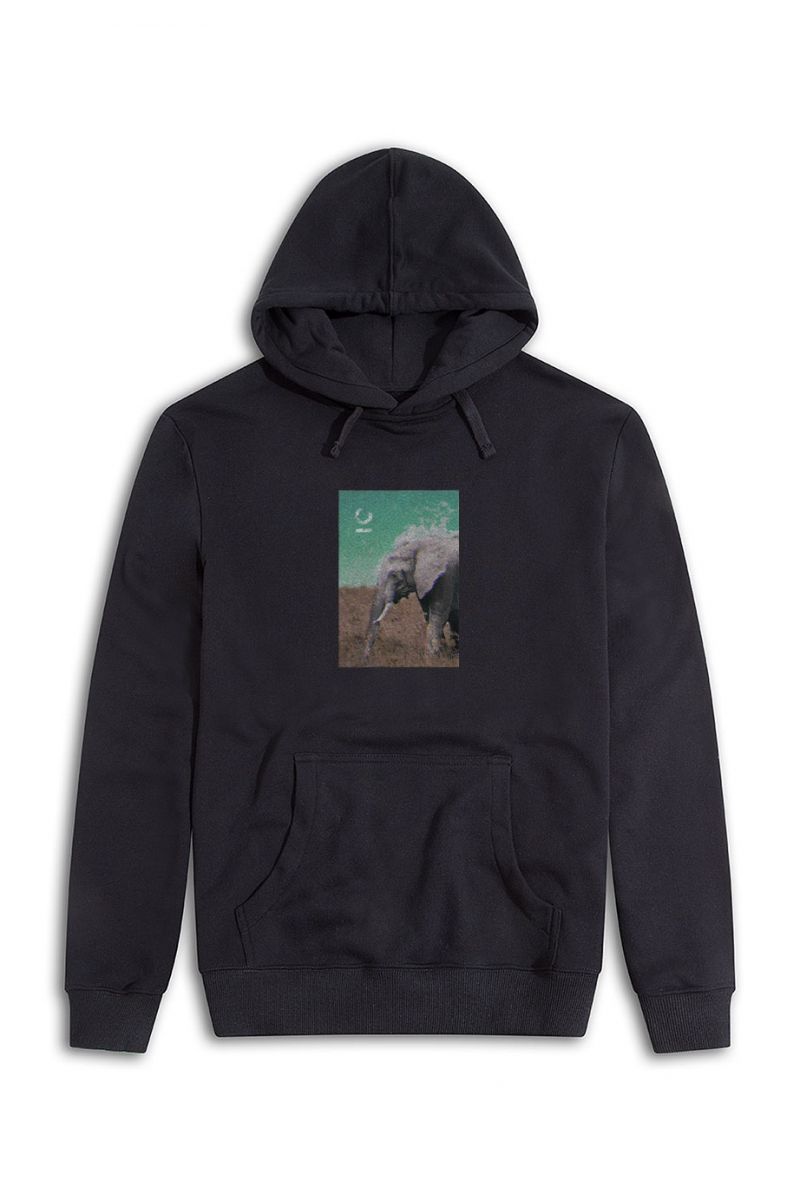 Black Premium Cotton Global Warming Design Pullover Hoodie
