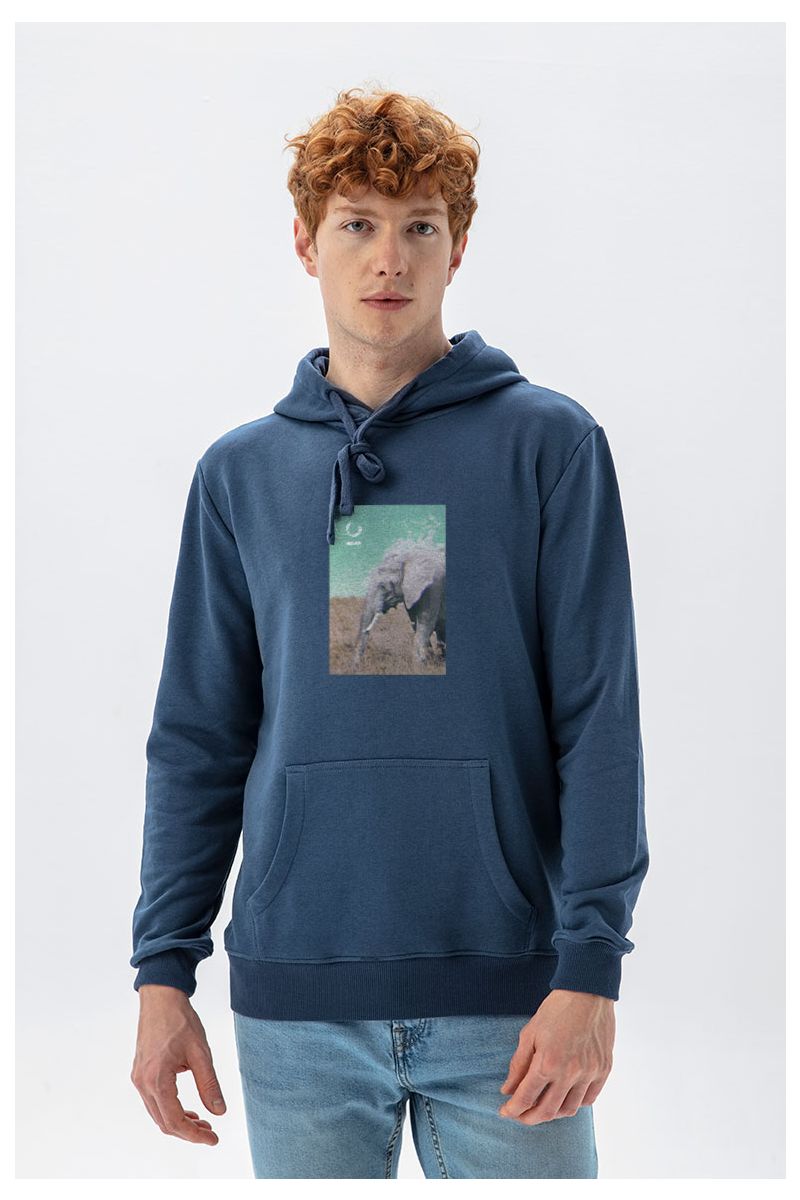 Navy Premium Cotton Global Warming Design Pullover Hoodie