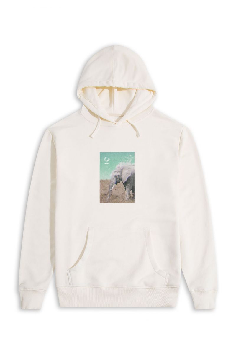 Ecru Premium Cotton Global Warming Design Pullover Hoodie