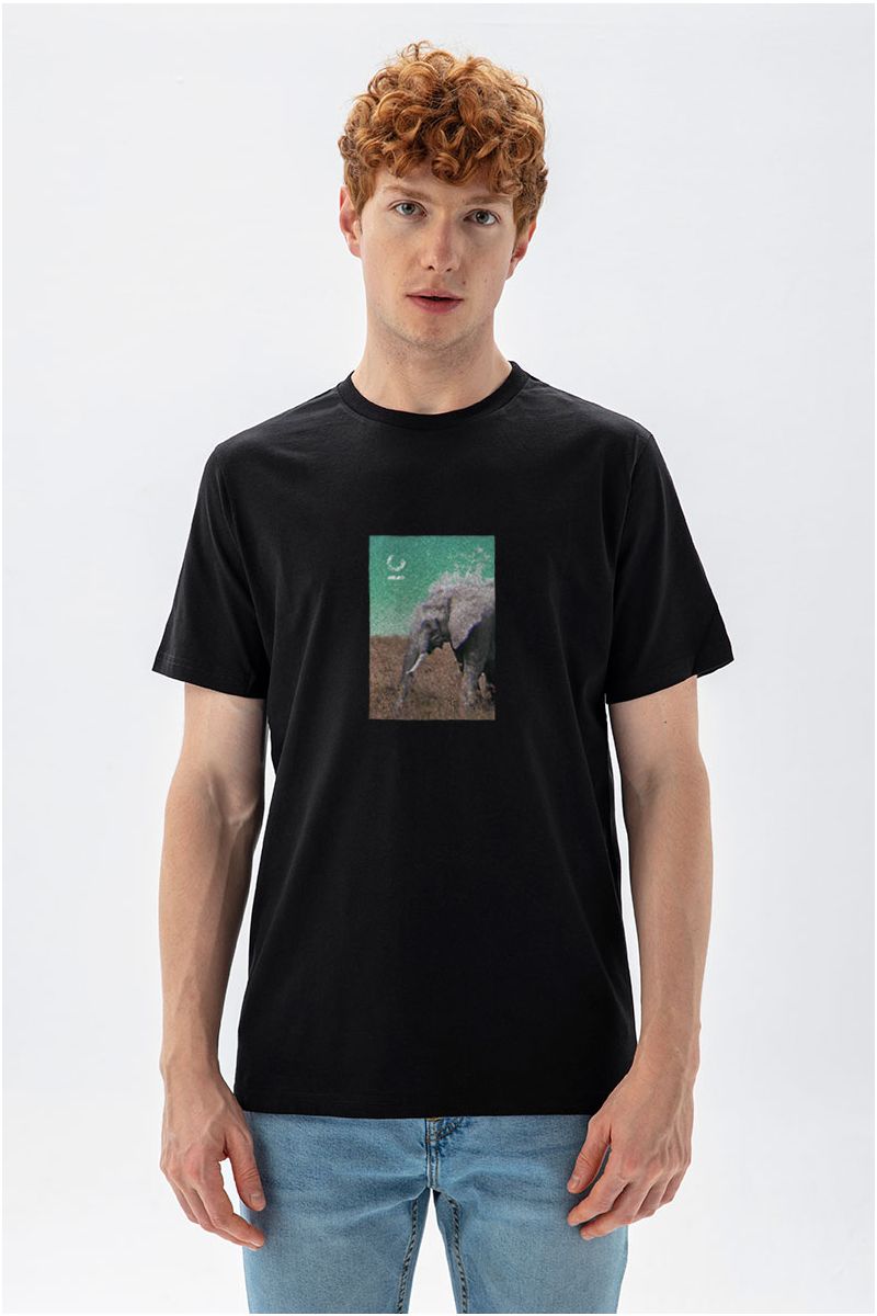 Black Soft Fabric Global Warming Design Short Sleeve Tee