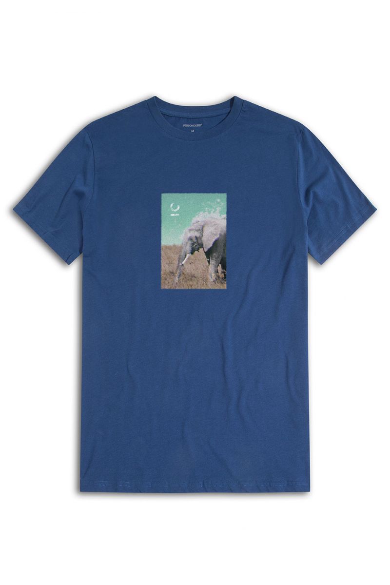 Navy Soft Fabric Global Warming Design Short Sleeve Tee