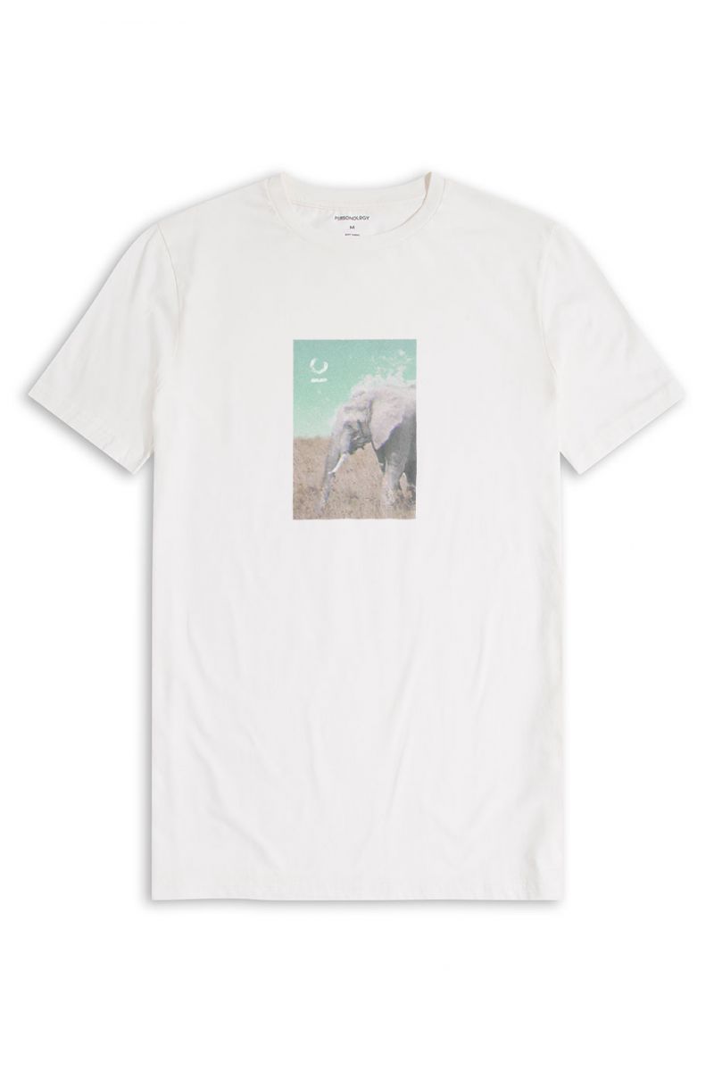 Off White Soft Fabric Global Warming Design Short Sleeve Tee