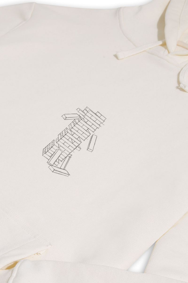 Ecru Premium Cotton Jenga Design Pullover Hoodie