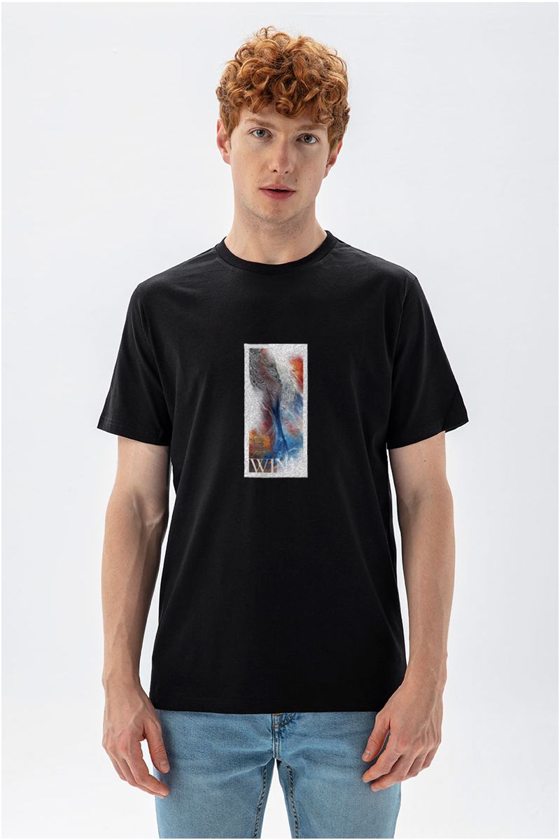 Black Soft Fabric Hot and Cold Design Short Sleeve Tee