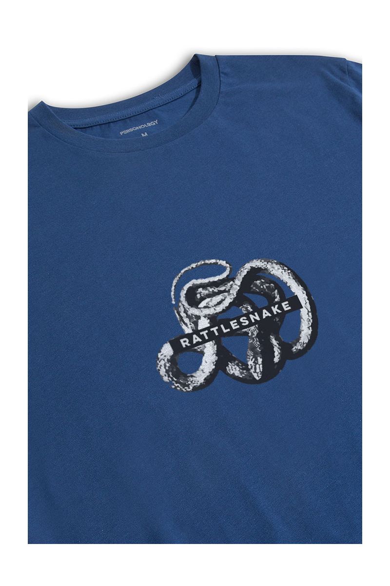 Navy Soft Fabric Rattlesnake Design Short Sleeve Tee