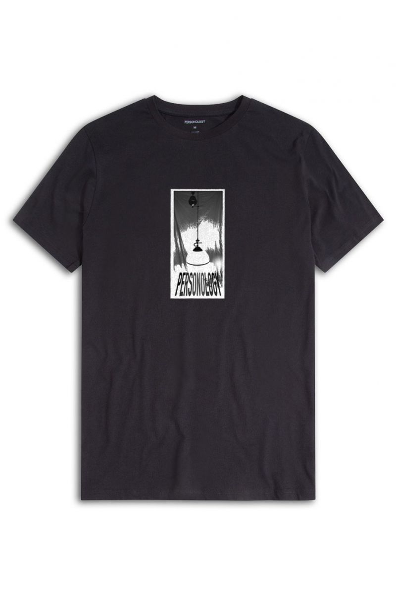 Black Soft Fabric Light of Personology Design Short Sleeve Tee