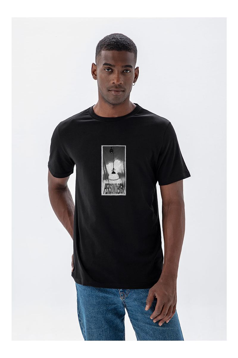 Black Soft Fabric Light of Personology Design Short Sleeve Tee