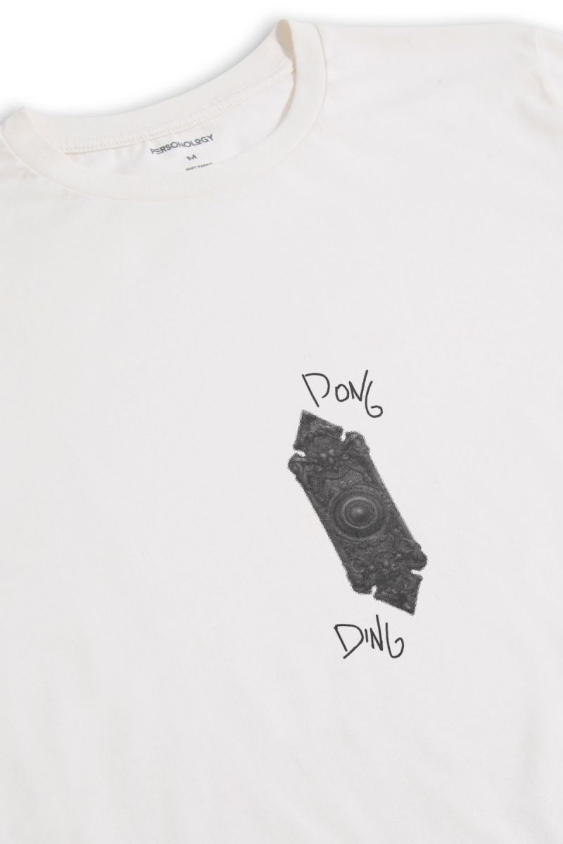 Off White Soft Fabric Ding Dong Design Short Sleeve Tee