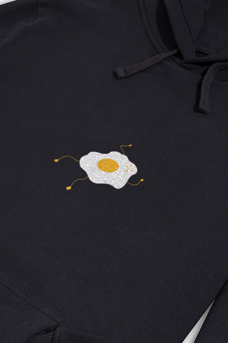 Black Premium Cotton Egg Design Pullover Hoodie